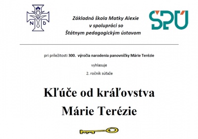 ZŠ Matky Alexie spolu so ŠPÚ vyhlásila súťaž Kľúče od kráľovstva Márie Terézie