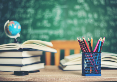 book-with-green-board-background