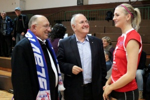 Minister Dušan Čaplovič na volejbalovom zápase Slávie EU Bratislava proti VC Mamer (Luxembursko) v rámci 2. kola Challenge Cup 2013