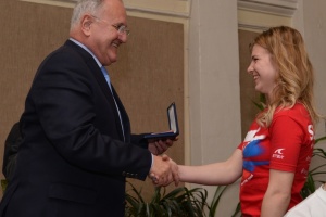 Ocenenie navádzačky Natálii Kaprpišovej Medailou prof. Vladimíra Černušáka za úspešnú reprezentáciu Slovenska na paralympiáde v Soči 2014, Spišská Nová Ves
